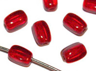 Бусина Бочонок 06 4хгранный 6*3,5*3,5мм т.красный прозрачный (стекло) (10шт.)