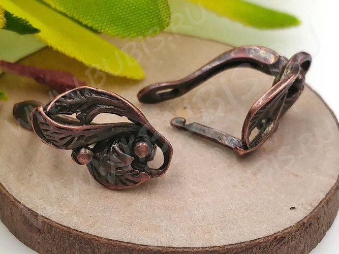 Швензы с английским замком №81 Листики 17*11*10мм античная медь (Brass) (1 пара)