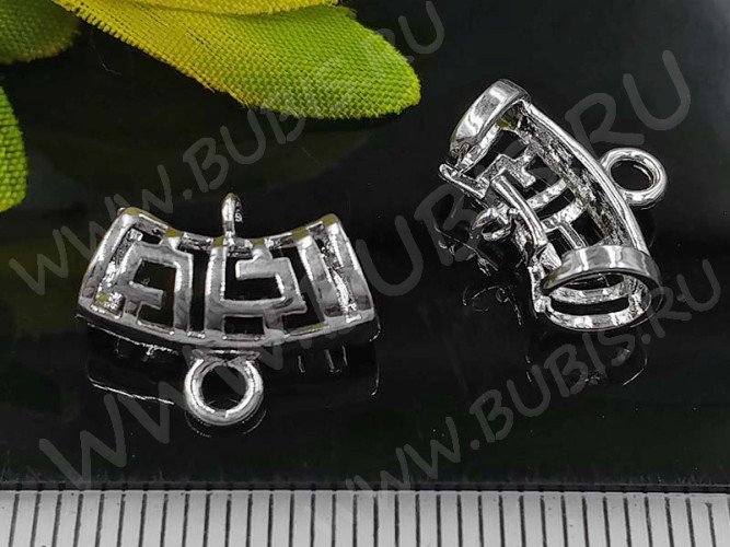 Бусина с петлёй 093 Бейл трубочка ажурная 15*11*6мм цвет платины (LUX Китай) (Brass)