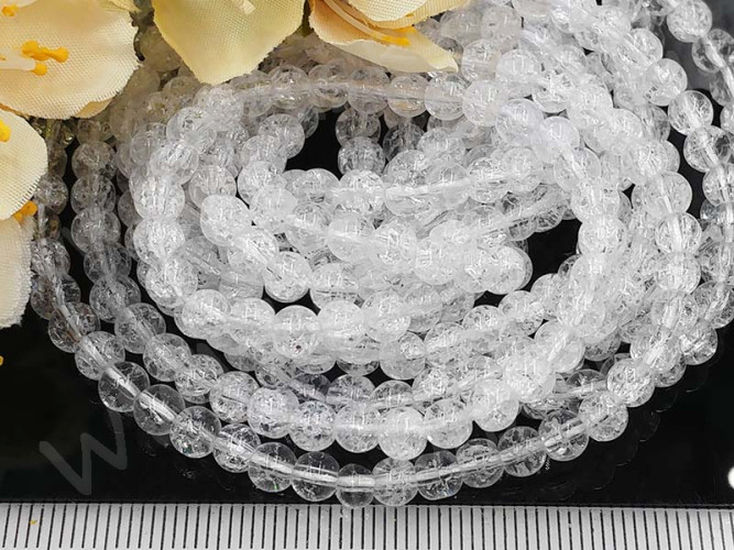 (ОПТ) Бусина округлая 4,5мм Ледяной кварц белый прозрачный (камни) (НИТЬ)