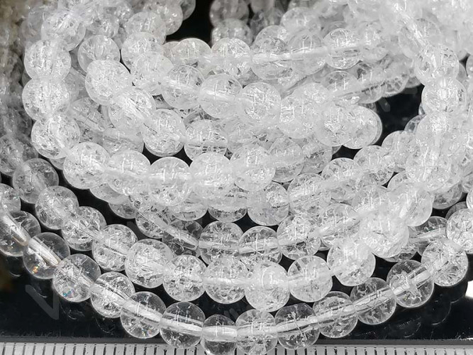(ОПТ) Бусина округлая 4,5мм Ледяной кварц белый прозрачный (камни) (НИТЬ)
