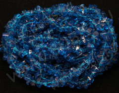 Крошка (галтовка) каменная 031 5-9мм Кварц т.голубо-бирюзовый (камни) (нить с замком прим.45см)