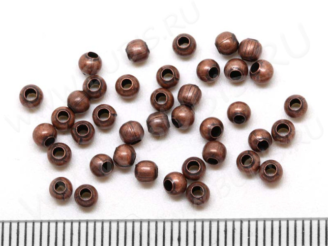 (СКИДКИ!!!) Бусина Шарик металлический 3мм античная медь (Iron) (200шт)