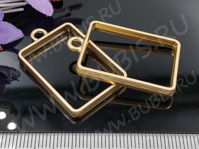 Подвеска Рамка 02 Прямоугольник 34*21*3,6мм матовая золотистая (литьё)