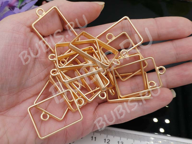 Подвеска Рамка 02 Прямоугольник 34*21*3,6мм матовая золотистая (литьё)