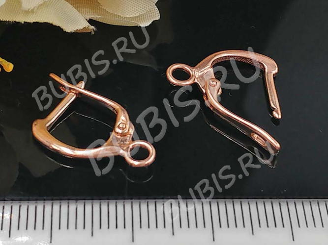 Швензы с английским замком №103 Полумесяц 19*11*1,5мм розовое золото (Brass с позолотой) (1 пара)