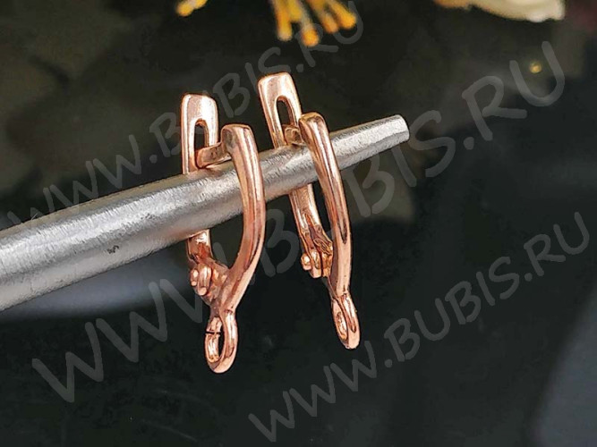 Швензы с английским замком №103 Полумесяц 19*11*1,5мм розовое золото (Brass с позолотой) (1 пара)