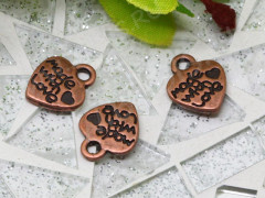 (СКИДКИ!!!) Подвеска Сердечко 18 двусторонняя &quot;Made with love&quot; 12*9,8*1,6мм античная медь (литьё) (10шт.)