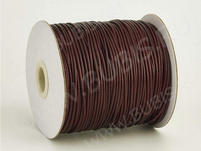 Вощёный полиэстеровый шнур "корейский" 1мм бордовый (1м)