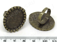 Основа (заготовка) для кольца 090 с сеттингом 25*18мм 18мм античная бронза (Brass)