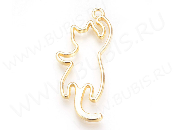 Подвеска Рамка 20 Кошка 34*20,5*5,9мм золотистая (литьё)