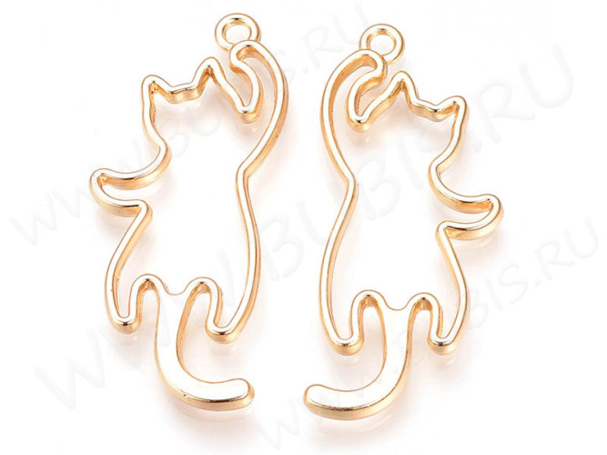 Подвеска Рамка 20 Кошка 34*20,5*5,9мм золотистая (литьё)