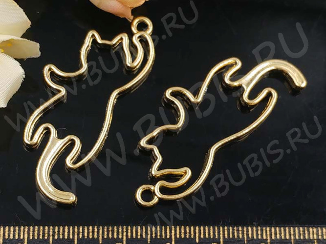 Подвеска Рамка 20 Кошка 34*20,5*5,9мм золотистая (литьё)