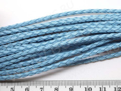 Шнур кожаный 05 кожзам плетёный круглый 3мм голубой (1м)