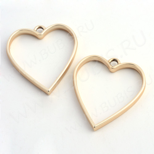 Подвеска Рамка 09 Сердце 34*30*3,7мм матовая золотистая (литьё)