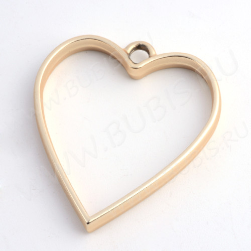 Подвеска Рамка 09 Сердце 34*30*3,7мм матовая золотистая (литьё)