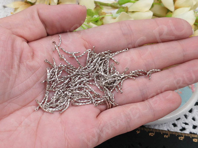 346 Коннектор палочка дуга витая 13*3*1мм цвет платины (Brass) (10шт.)