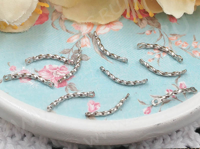 346 Коннектор палочка дуга витая 13*3*1мм цвет платины (Brass) (10шт.)