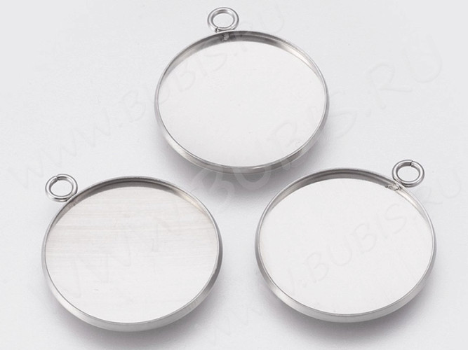 Подвеска-сеттинг Круг 46 (сеттинг 25мм) 31*26,5*2мм цвет платины (Хирургическая сталь)