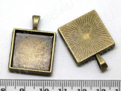 Подвеска-сеттинг Квадрат 01 (сеттинг 20*20мм) глубокий 32*23,5*5,5мм античная бронза (литьё)