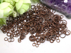 (СКИДКИ!!!) МИКС колечек 15 одинарные микс 4-10мм античная медь, без никеля (Iron) (25гр)