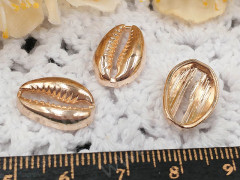 358 Коннектор ракушка Каури 16*11*3,5мм светлое розовое золото и прозрачный (литьё)