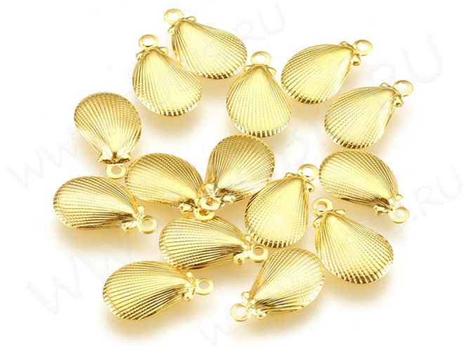Подвеска Ракушка 12,5*7,5*1мм золотистая (Хирургическая сталь)