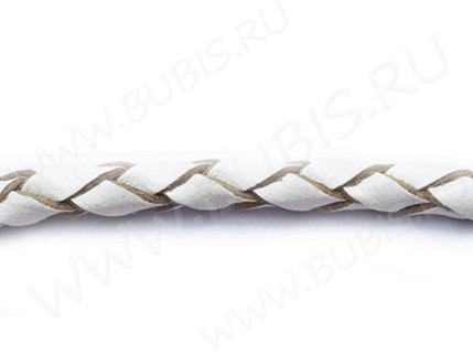 Шнур кожаный 56 натуральный плетёный круглый 3мм белый (1м)
