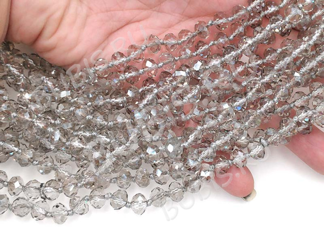 Бусина Абакус гранёный 8*8*5,5мм Хрусталь серый прозрачный (имитация Сваровски)