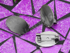 Основа (заготовка) для броши №64 с овальной платформой 17*12мм 17*12*5,7мм цвет платины (Brass и Iron)