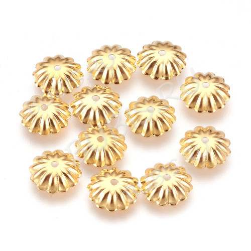 Шапочка тонкая 112 простая Цветочек 10*10*2,5мм золотистая (Хирургическая Сталь)