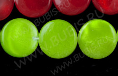 Бусина Круг 01 перламутр крашеный 10*10*2,8мм салатовый (перламутр и ракушки)