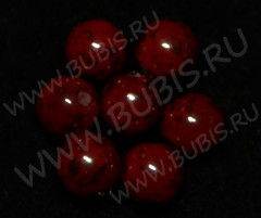 Бусина округлая мраморная 7мм бордово-т.бордовая непрозрачная (стекло) (10шт.)