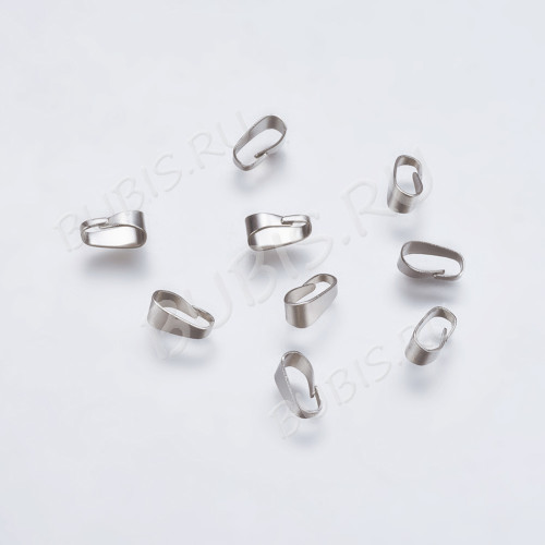 Держатель кулона 106 простой Скоба овальная 9*4*3,7мм цвет платины (Хирургическая сталь) (10шт) 