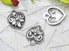 Подвеска Сердечко 25 узорчатое 15*12,5*2,8мм античное серебро (литьё)