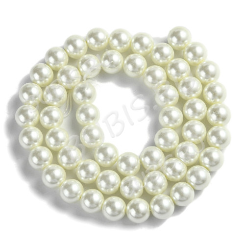 (СКИДКИ!!!) Бусина жемчуг округлая "Майорка" 8мм шарик айвори кремовый (стекло)(НИТЬ)