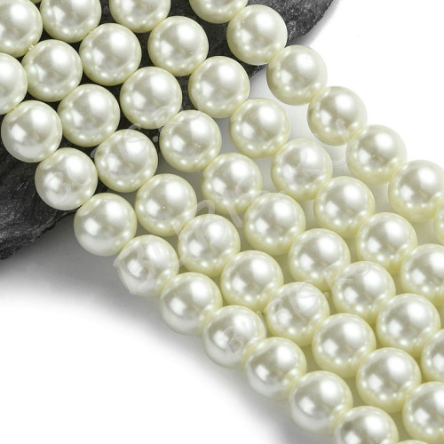 (СКИДКИ!!!) Бусина жемчуг округлая "Майорка" 8мм шарик айвори кремовый (стекло)(НИТЬ)