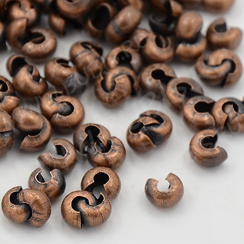 Обжимная бусина 05 маскировочная разъёмная покрывная 4*2,8мм античная медь (Iron) (20шт.)