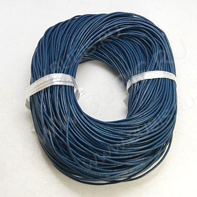 Шнур кожаный 03 воловья кожа 2мм круглый темно-синий (1м)