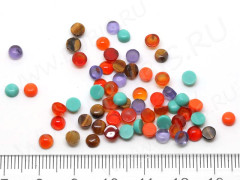 Кабошон каменный 036 Круг 4*4*2мм МИКС камней (камни) (10шт.)