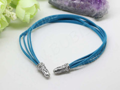 Велюровый шнур 33-38см плоский 3*1мм основа (заготовка) для браслета т.голубо-бирюзовый (10шт.)