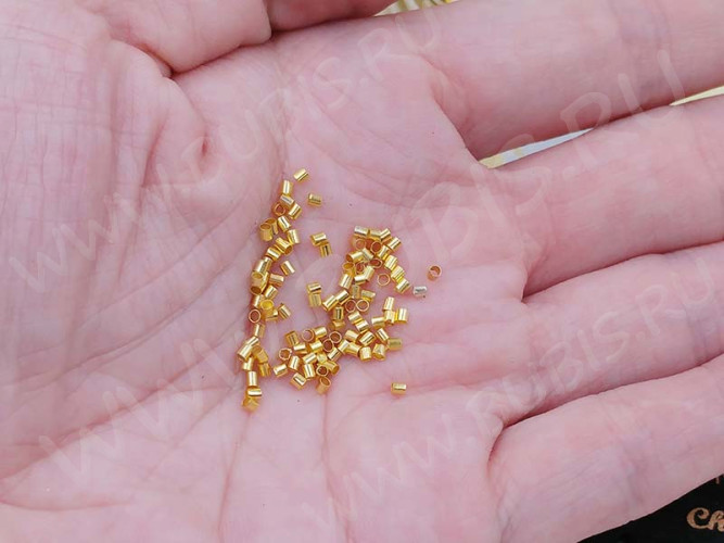 Зажимные бусины 01 трубочки 1,5-2мм золотистые (Brass) (ок.100шт.)