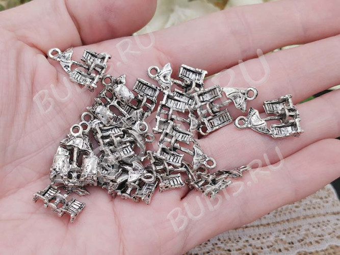 Подвеска Шезлонг 02 3D 19*13,5*5мм античное серебро (литьё)