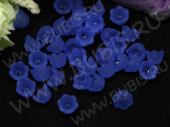 Бусина акрил Цветочек 62 матовый чашечка 9,5*9,5*6,5 т.голубой полупрозрачный (акрил) (10шт.)