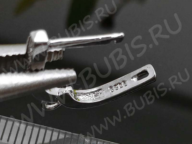 Швензы с английским замком №54 серебро с пробой 925 и кубическим цирконием 16*12,5*2,5мм цвет платины и прозрачный (Sterling Silver) (1 пара)