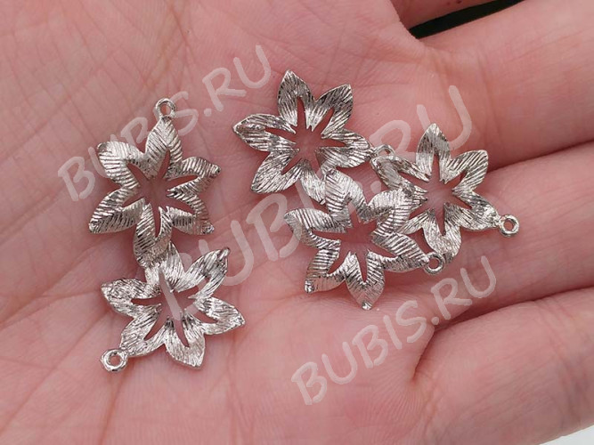 292 Коннектор Цветочек 19*14,5*2мм цвет платины (Корея) (Brass)