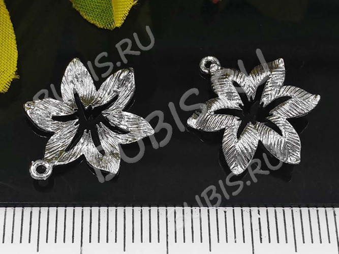 292 Коннектор Цветочек 19*14,5*2мм цвет платины (Корея) (Brass)