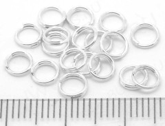 (СКИДКИ!!!) Колечки двойной крутки латунь 5мм серебристые (BRASS) (50шт.)