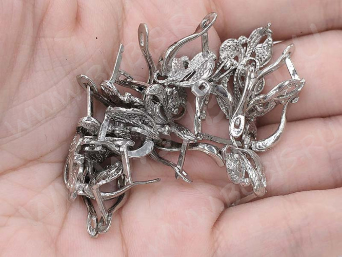 Швензы с английским замком №81 Листики 17*11*10мм цвет платины (Brass) (1 пара)