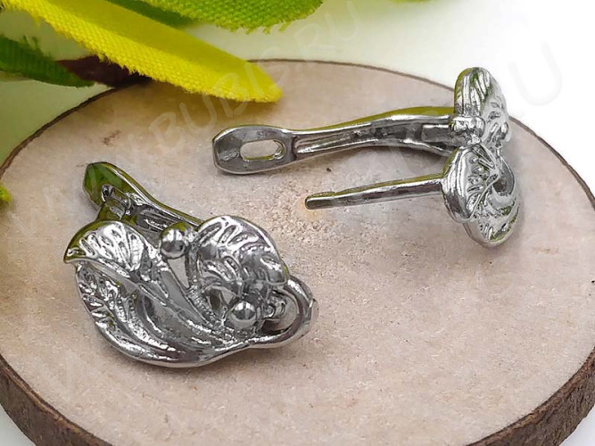 Швензы с английским замком №81 Листики 17*11*10мм цвет платины (Brass) (1 пара)